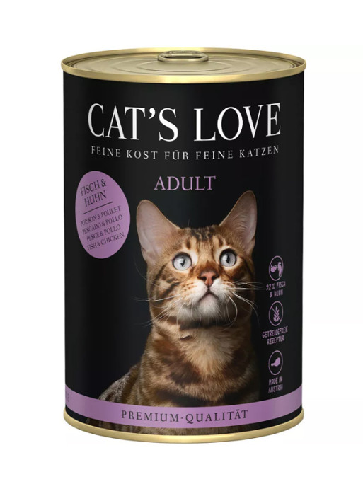 Pâtée pour chat adulte poisson et poulet 400g Cat's Love