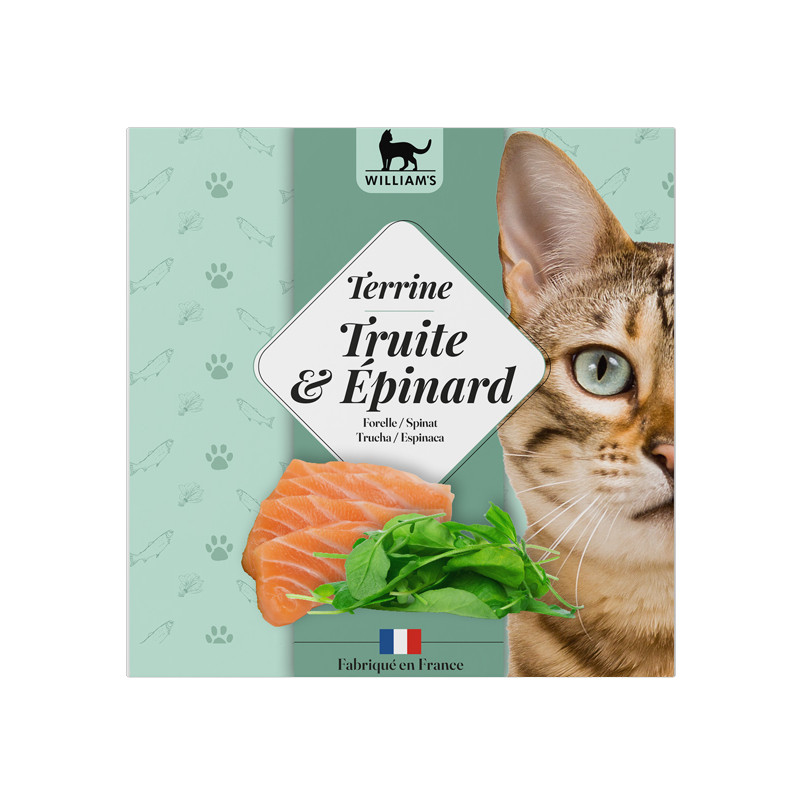 Terrine pour chat truite/épinard 80g William's