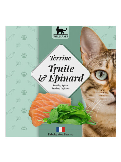 Terrine pour chat truite/épinard 80g William's