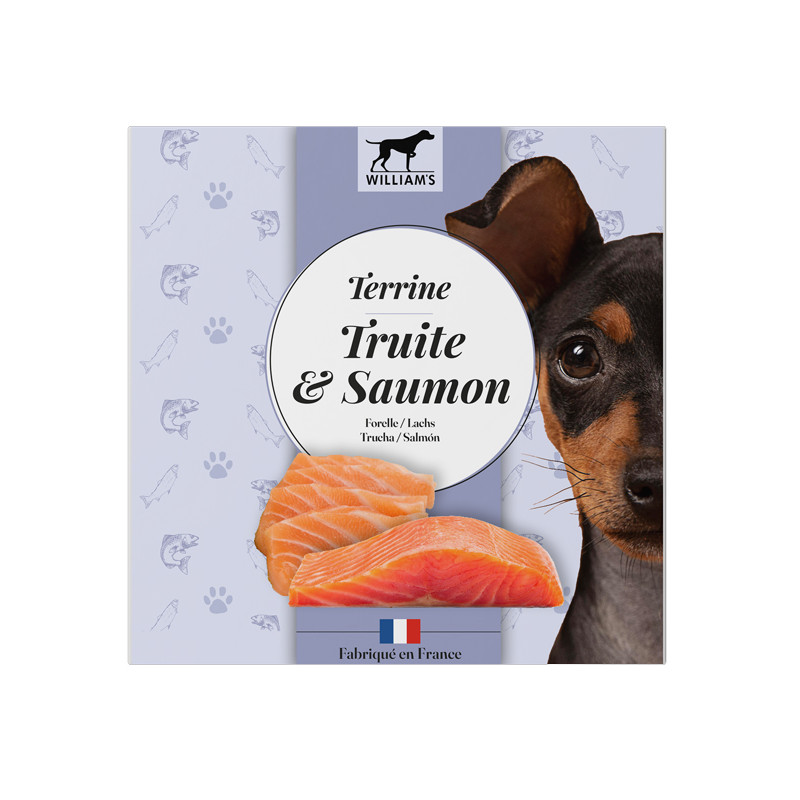 Terrine pour chien truite/saumon 80g William's