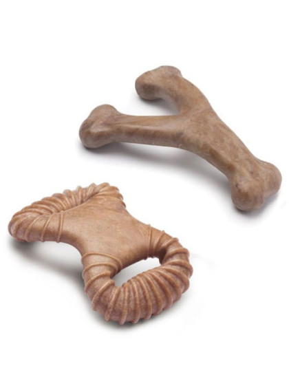 Jouets à mâcher x2 Dental Chew et Wishbone petit chien Benebone