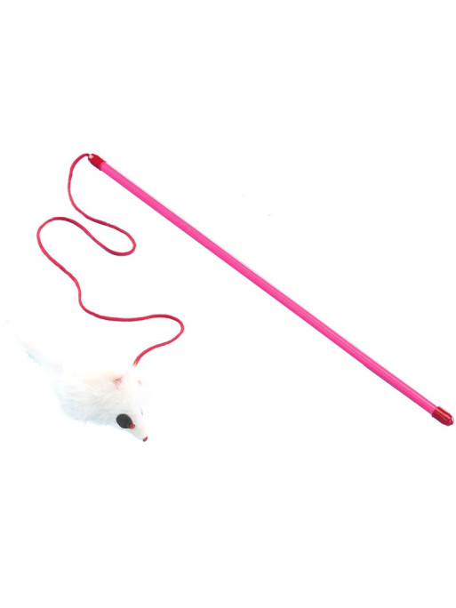 Jouet chat canne à pêche avec souris blanche 45 cm Vadigran