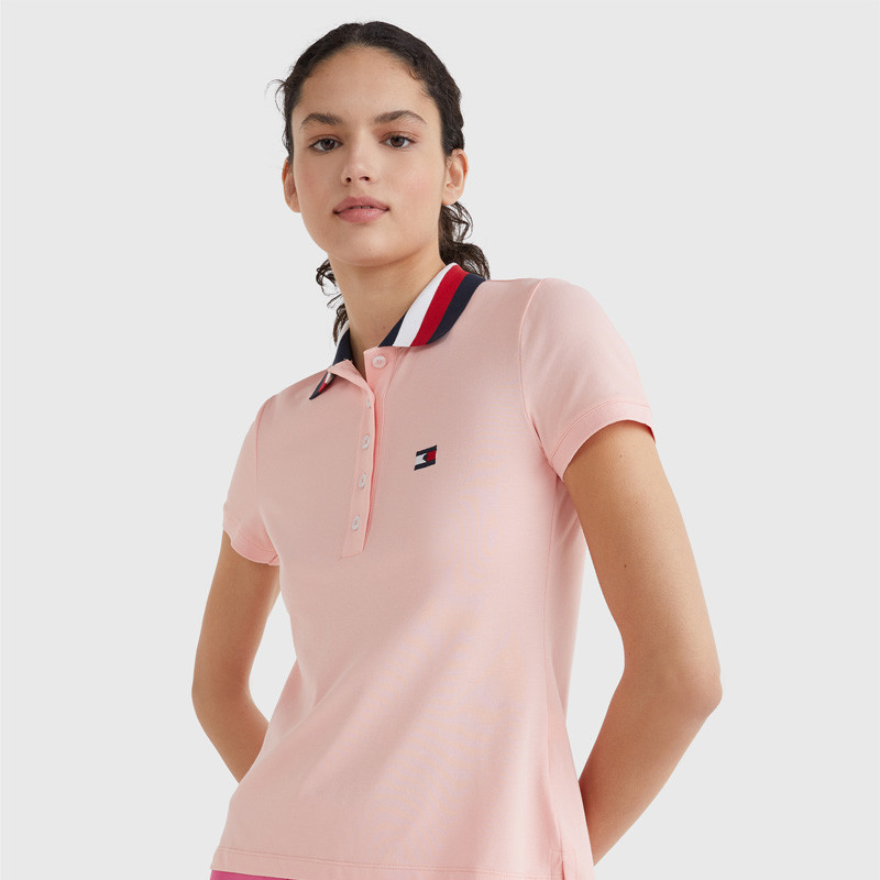 Polo col bleu blanc rouge Tommy Hilfiger Equestrian peche 1