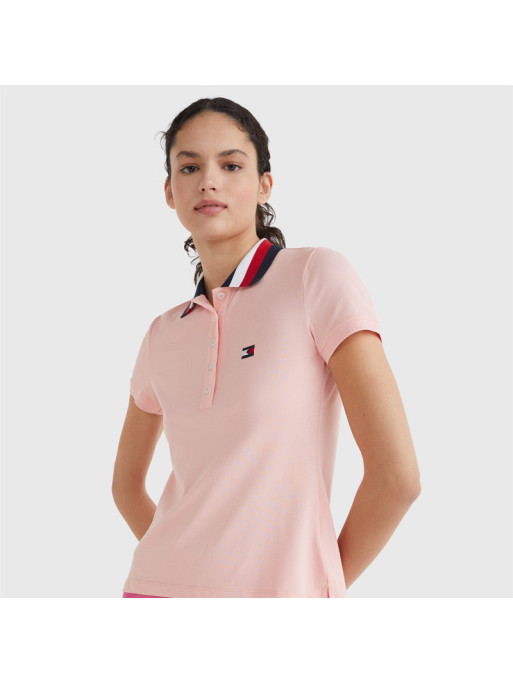 Polo col bleu blanc rouge Tommy Hilfiger Equestrian peche 1