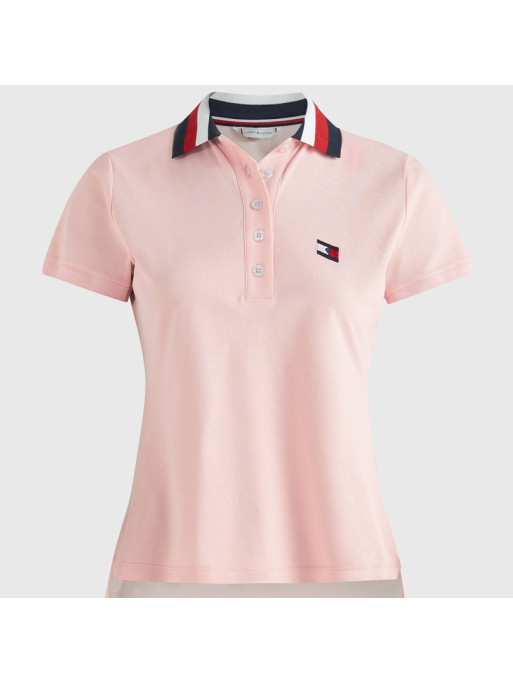 Polo col bleu blanc rouge Tommy Hilfiger Equestrian peche