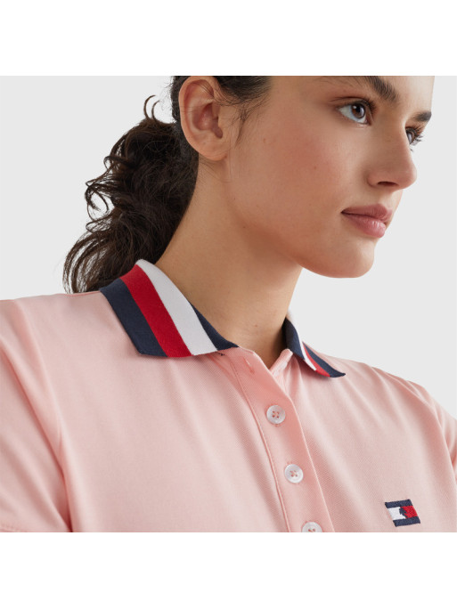 Polo col bleu blanc rouge Tommy Hilfiger Equestrian peche zoom