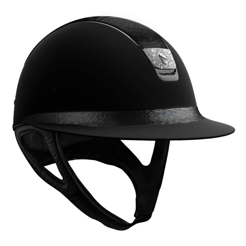 Casque Miss Shield Top et bande frontale Shimmer blason Crystal Fabric Samshield noir avant