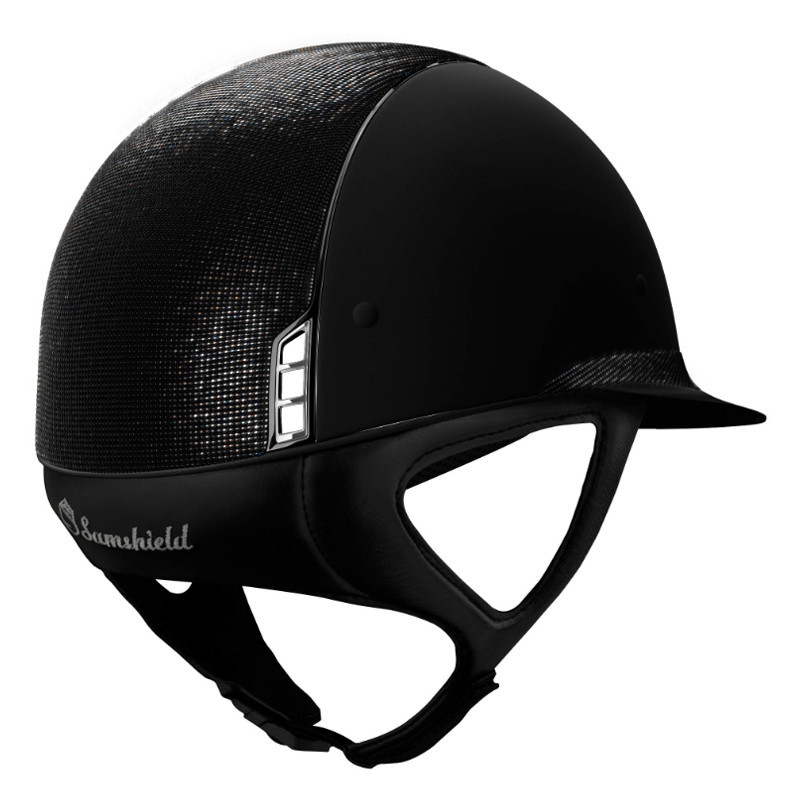 Casque Miss Shield Top et bande frontale Shimmer blason Crystal Fabric Samshield noir arrière