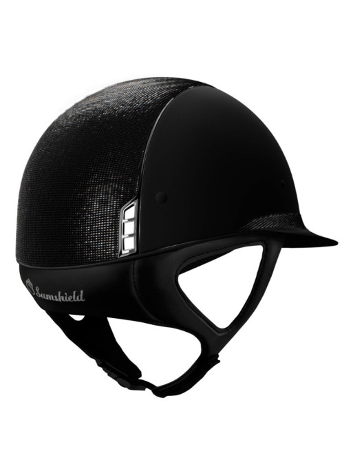 Casque Miss Shield Top et bande frontale Shimmer blason Crystal Fabric Samshield noir arrière